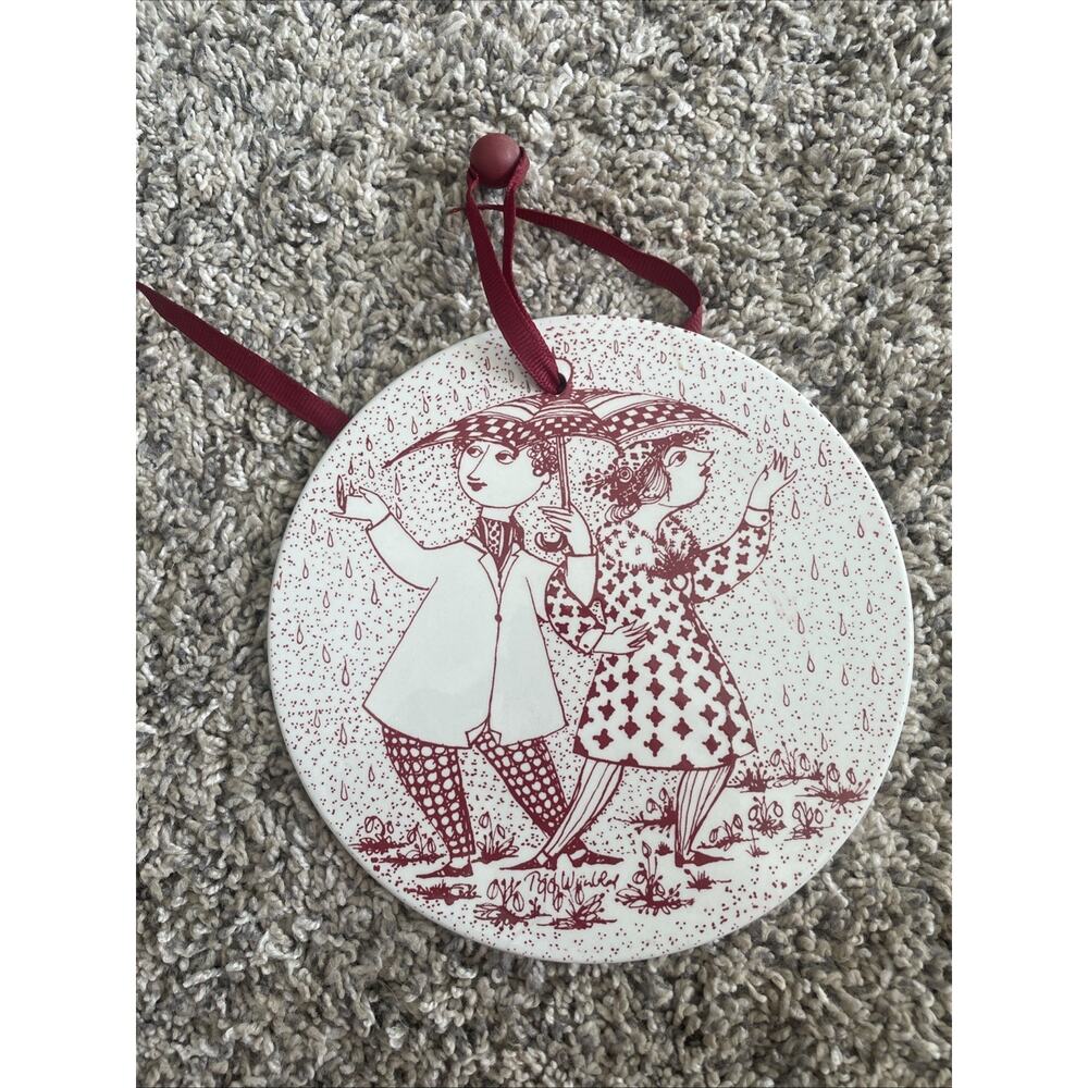 Bjorn Wiinblad: April Plate from Nymolle Denmark 6” Hanging Wall Plaque MCM Red